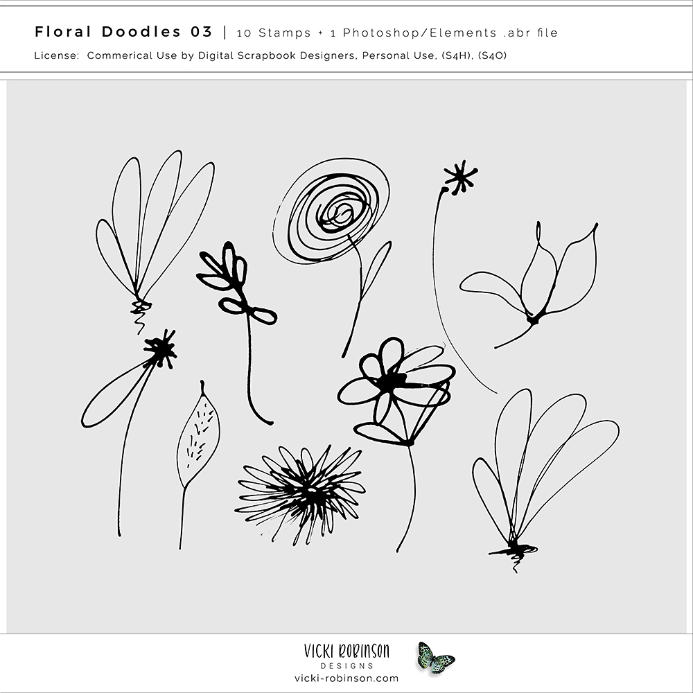 Floral Doodle Stamps 03