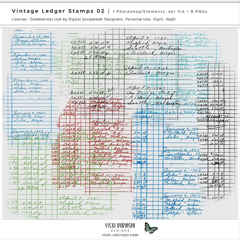 Vintage Ledger Stamps and Brushes 02
