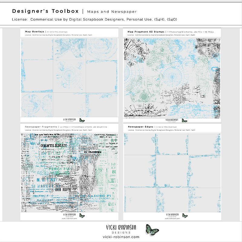 Designers Toolbox Grab Bag Maps and Newsprint