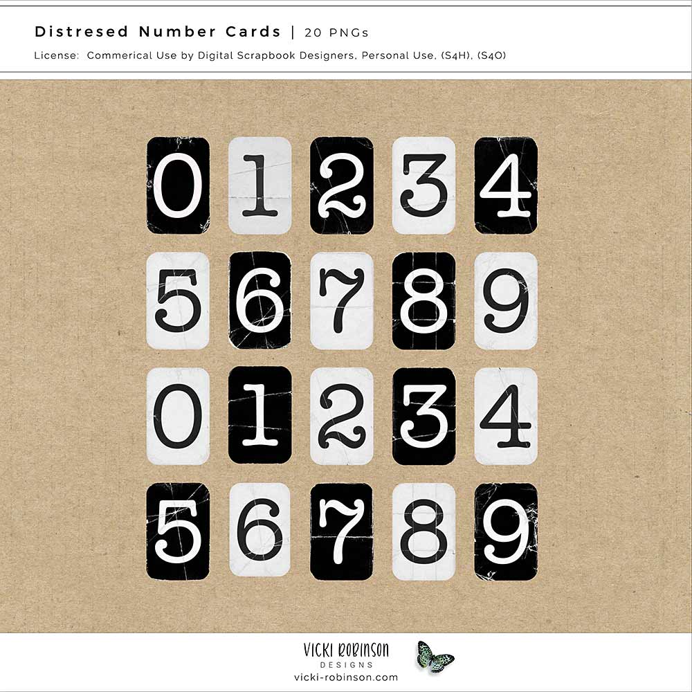Distressed Number Cards