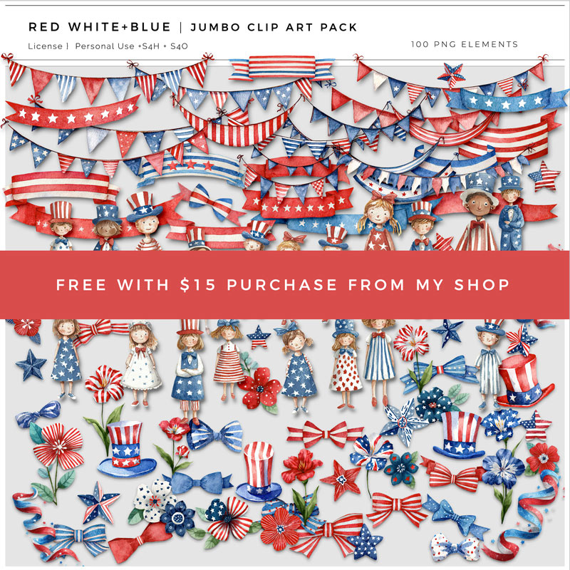 Red White and Blue Jumbo Clipart Pack