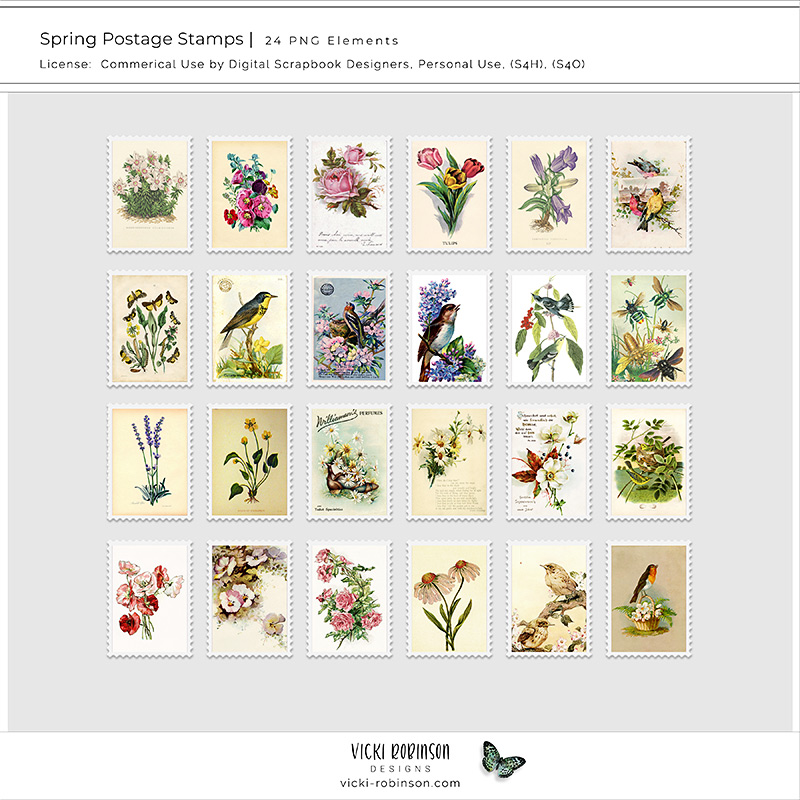 Spring Postage Stamps CU