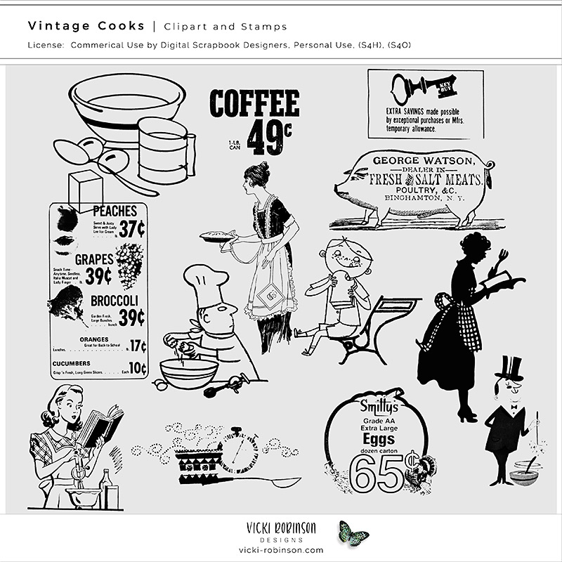 Vintage Cooks Clipart Stamps and Brushes