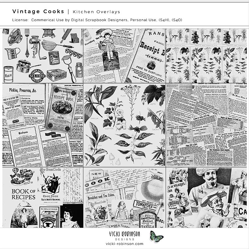 Vintage Cooks Kitchen Overlays