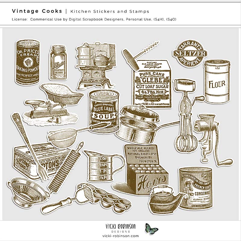 Vintage Cooks Kitchen Stickers and Stamps