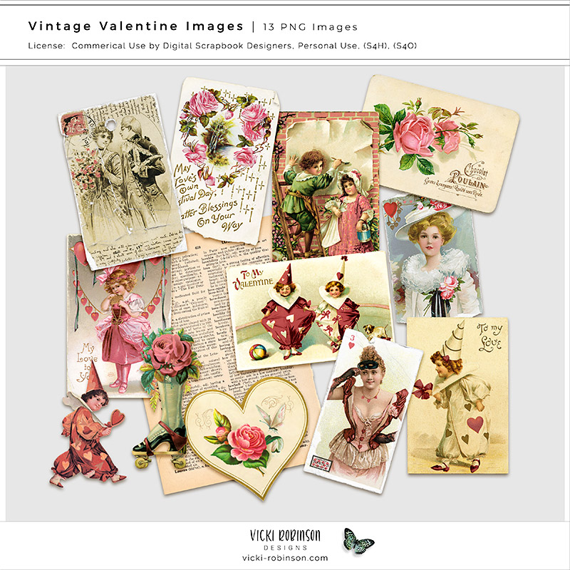 Vintage Valentine Ephemera by Vicki Robinson