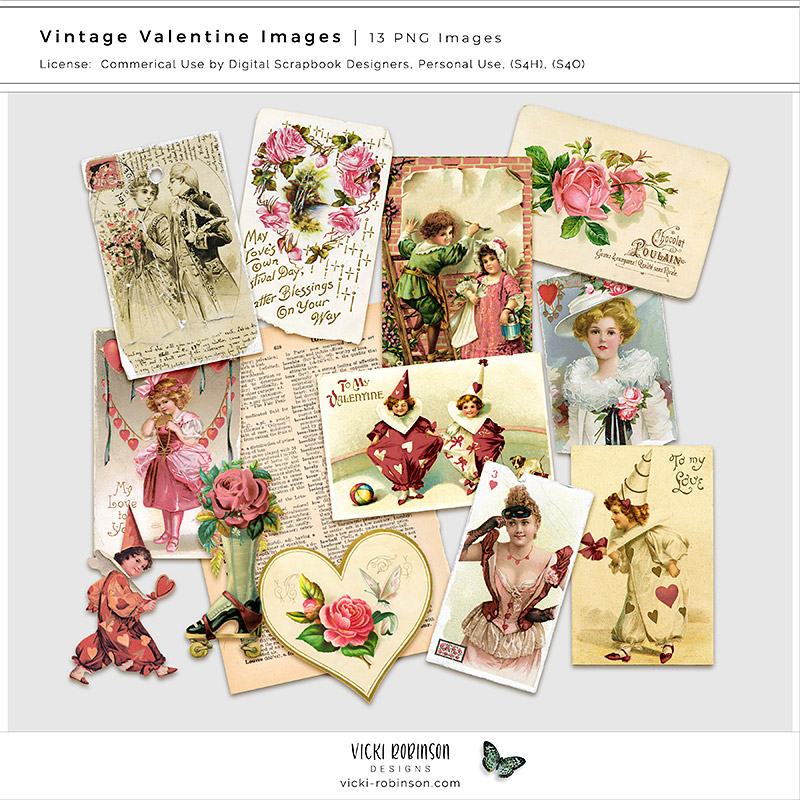 Vintage Victorian Valentines Day cards Ephemera (2321568)