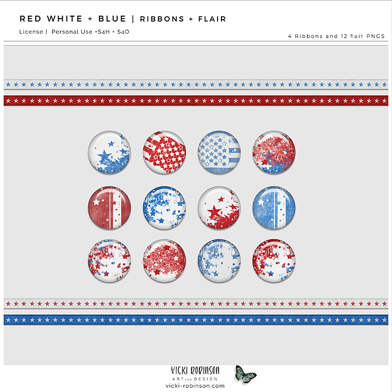Red White and Blue Ribbons and Flair