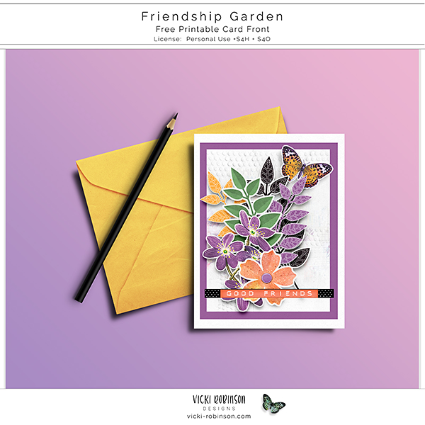 ** DISABLED** Friendship Garden Printable Card Front Freebie