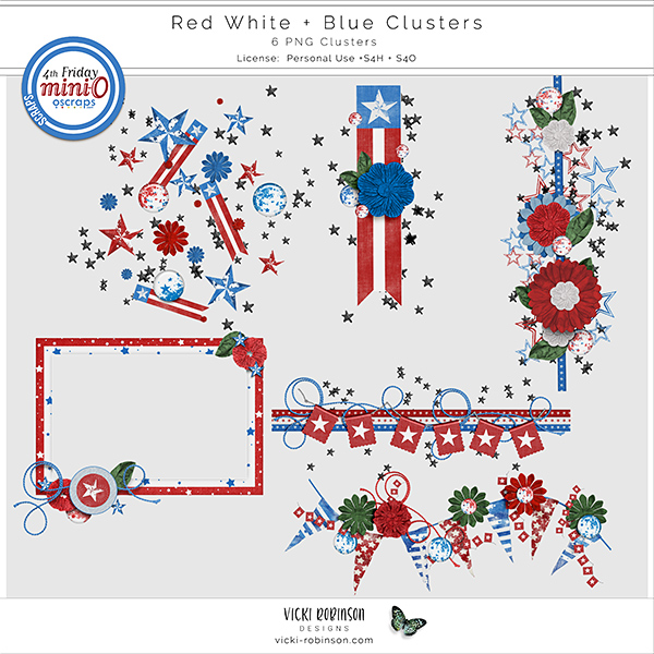 Red White and Blue Clusters by Vicki Robinson