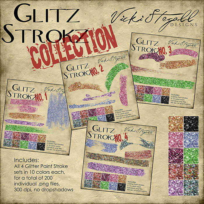Digital Scrapbooking Glitter Strokes Collection