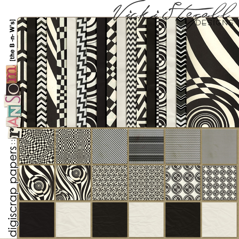 Ransom Black and White Scrapbook Papers