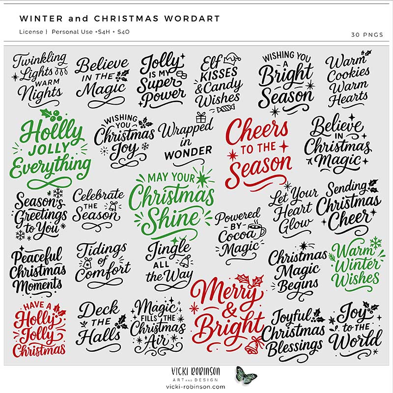 Winter and Christmas Word Art