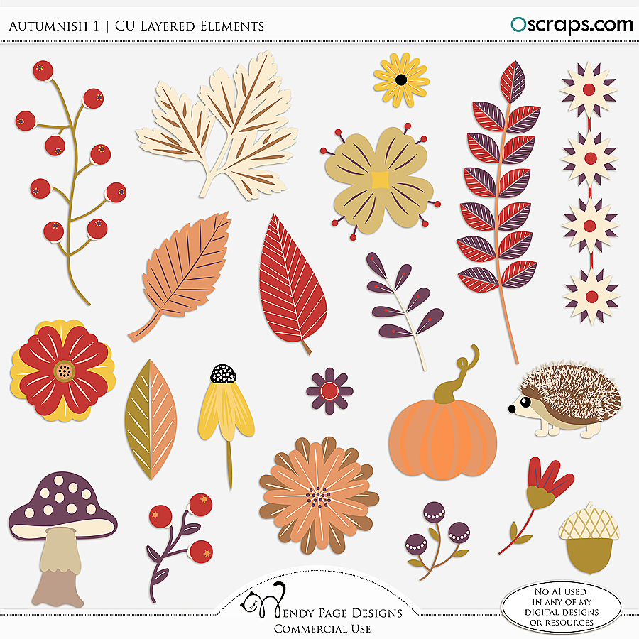 Autumnish1 Layered Elements (CU) by Wendy Page Designs 