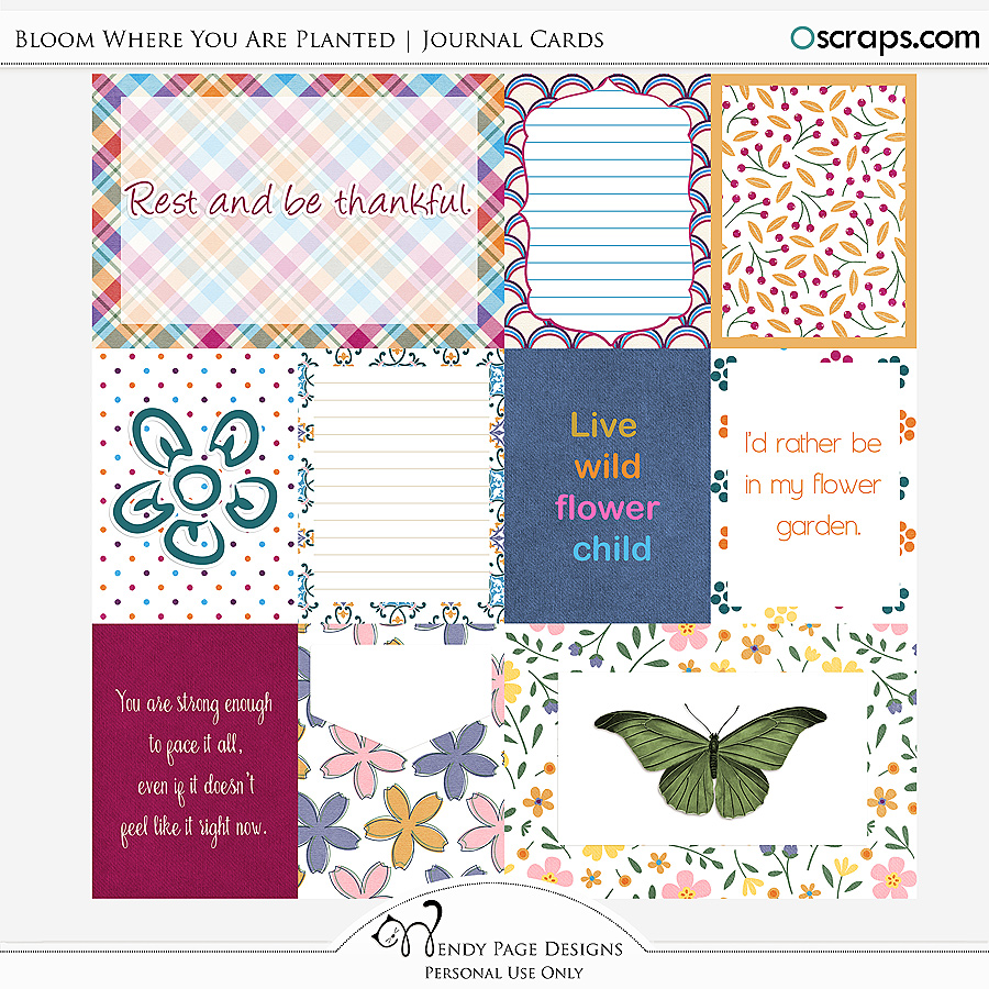 Bloom Where You Are Planted Journal Cards by Wendy Page Designs  