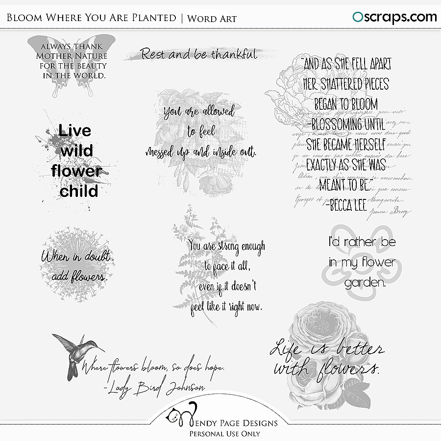 Bloom Where You Are Planted Word Art by Wendy Page Designs   