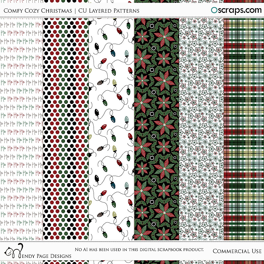Comfy Cozy Christmas Layered Patterns (CU) by Wendy Page Designs  