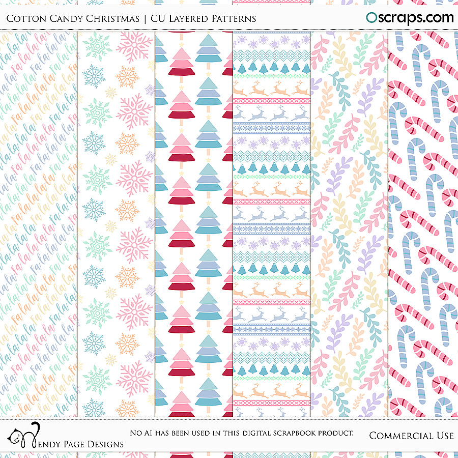 Cotton Candy Christmas Layered Patterns (CU) by Wendy Page Designs  