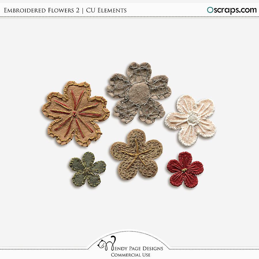 Embroidered Flowers 2 (CU) by Wendy Page Designs 