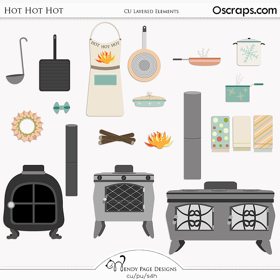 Hot Hot Hot Layered Elements (CU) by Wendy Page Designs