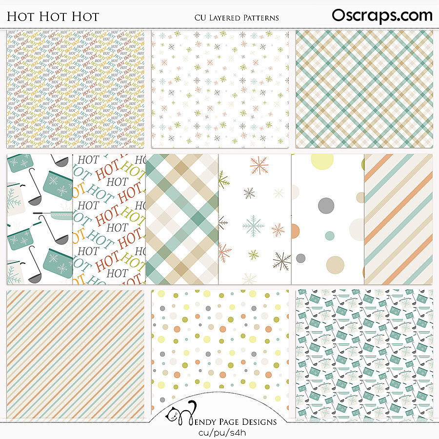 Hot Hot Hot Layered Patterns (CU) by Wendy Page Designs