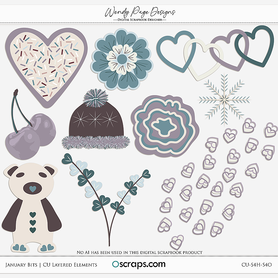 January Bits Layered Elements (CU) by Wendy Page Designs  
