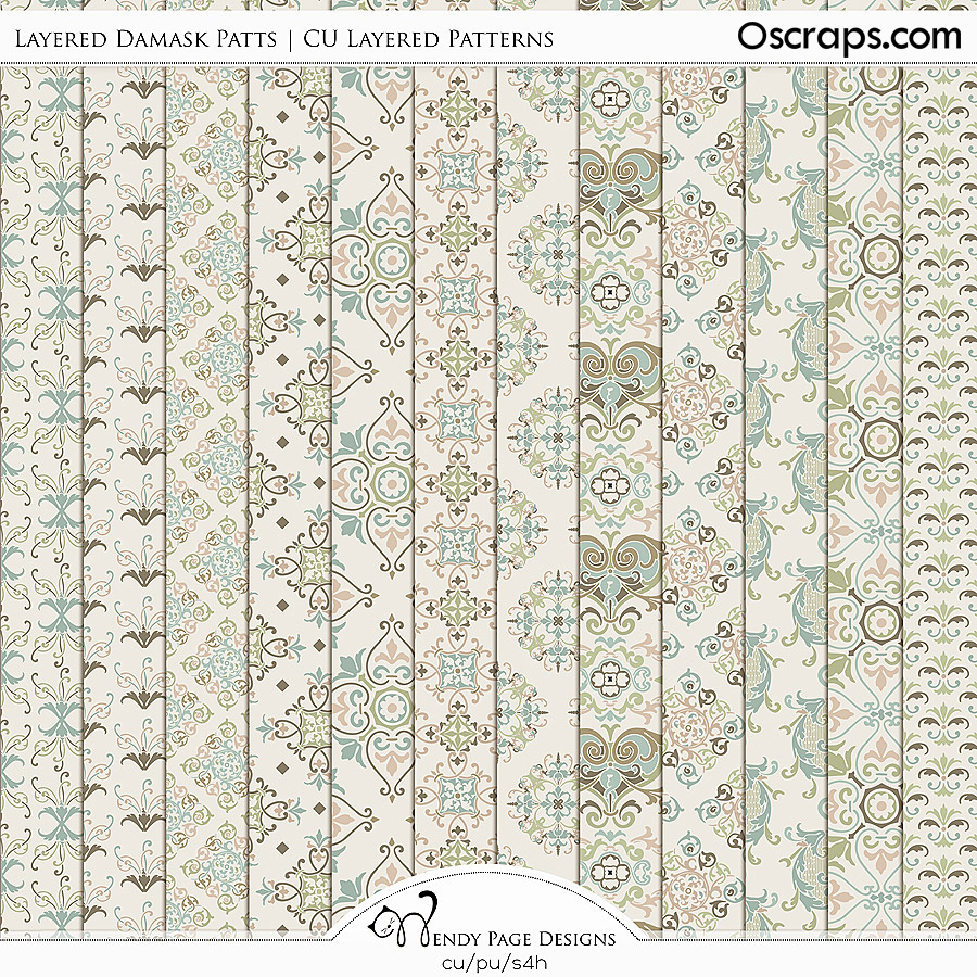 Layered Damask Patterns (CU) by Wendy Page Designs