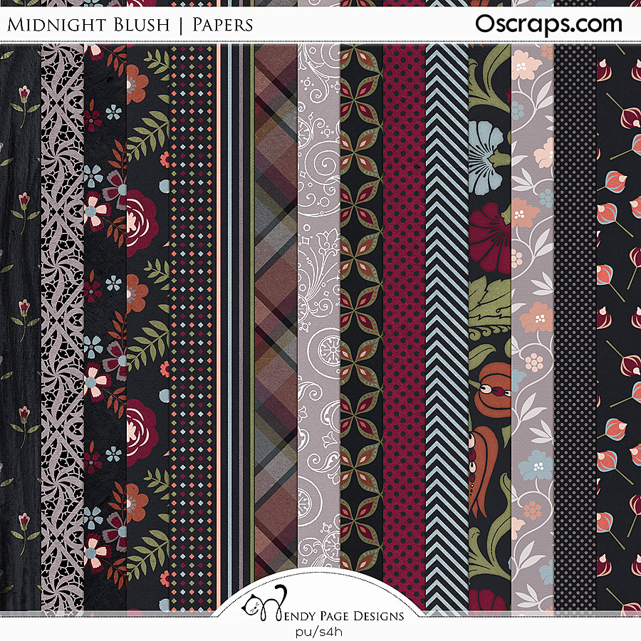 Midnight Blush Papers by Wendy Page Designs
