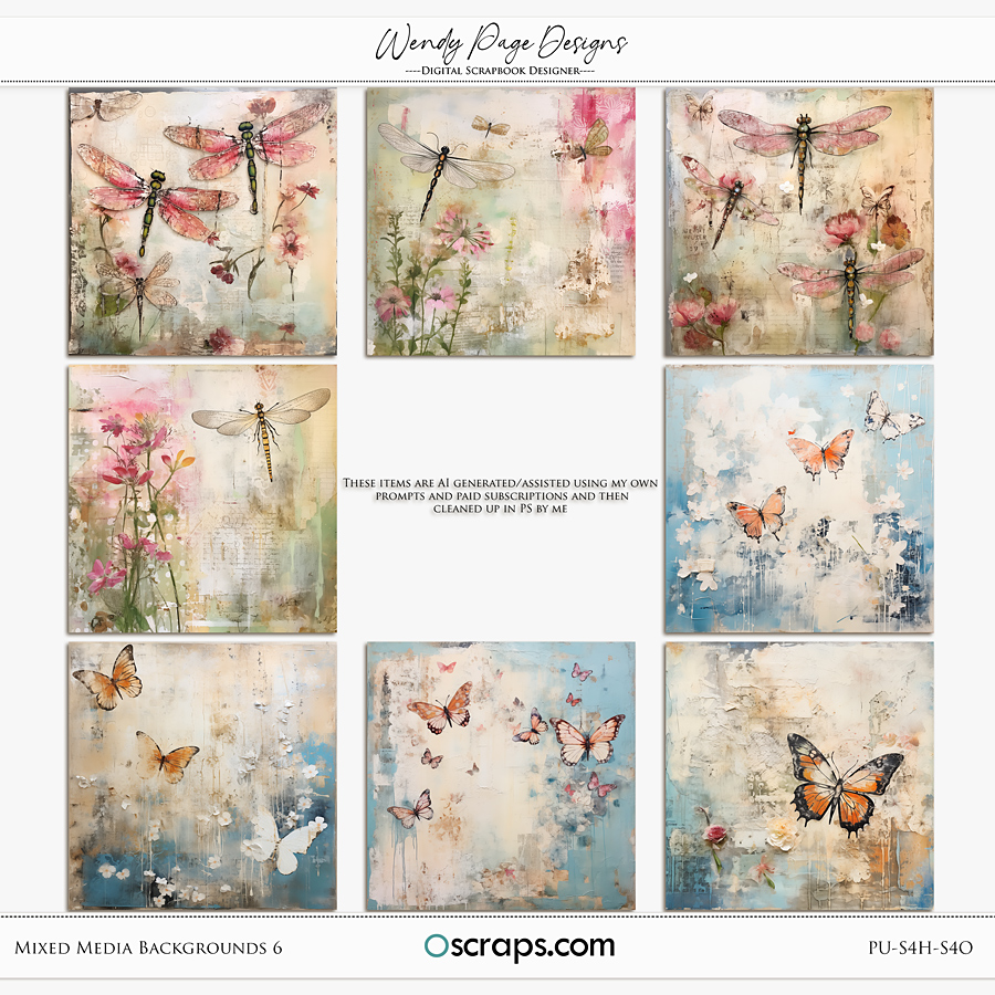 Mixed Media Backgrounds 6 by Wendy Page Designs   
