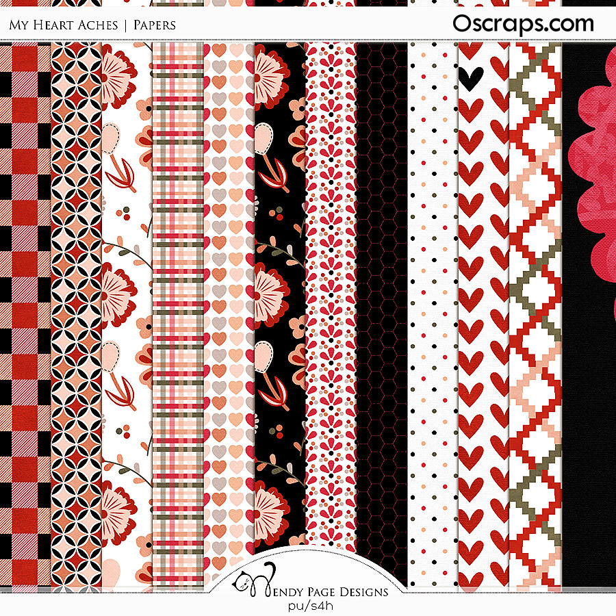 My Heart Aches Papers by Wendy Page Designs