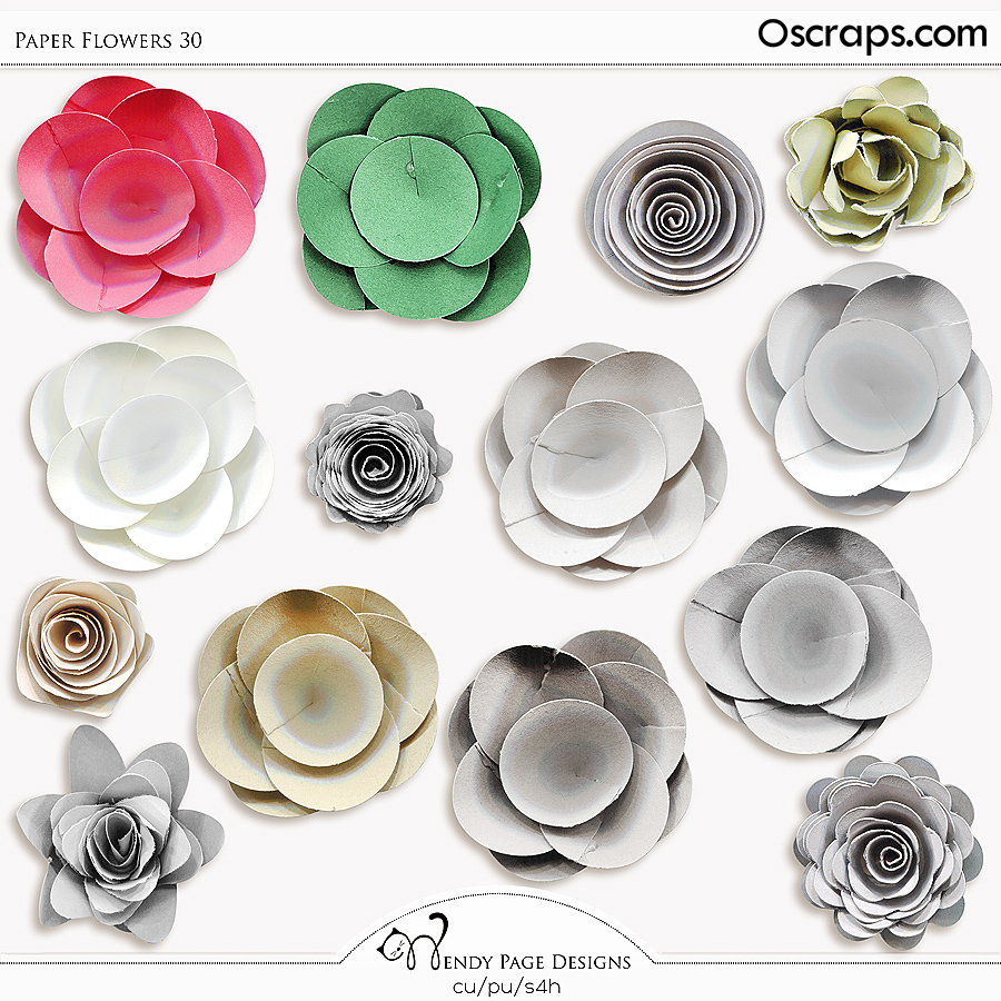 Paper Flowers 30 (CU) by Wendy Page Designs