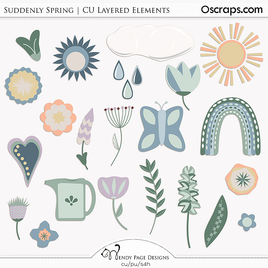 Suddenly Spring Layered Elements (CU) by Wendy Page Designs