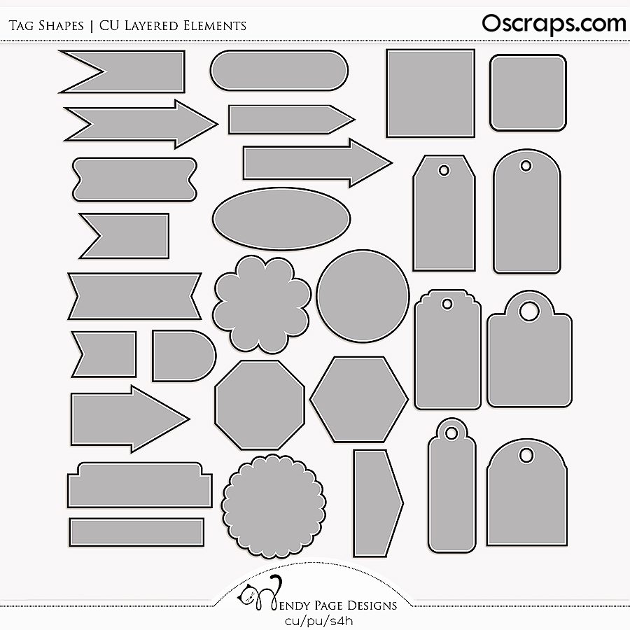 Tag Shapes Layered (CU) by Wendy Page Designs