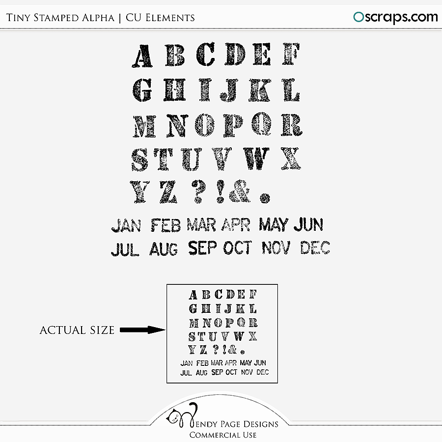 Tiny Stamped Alpha (CU) by Wendy Page Designs 