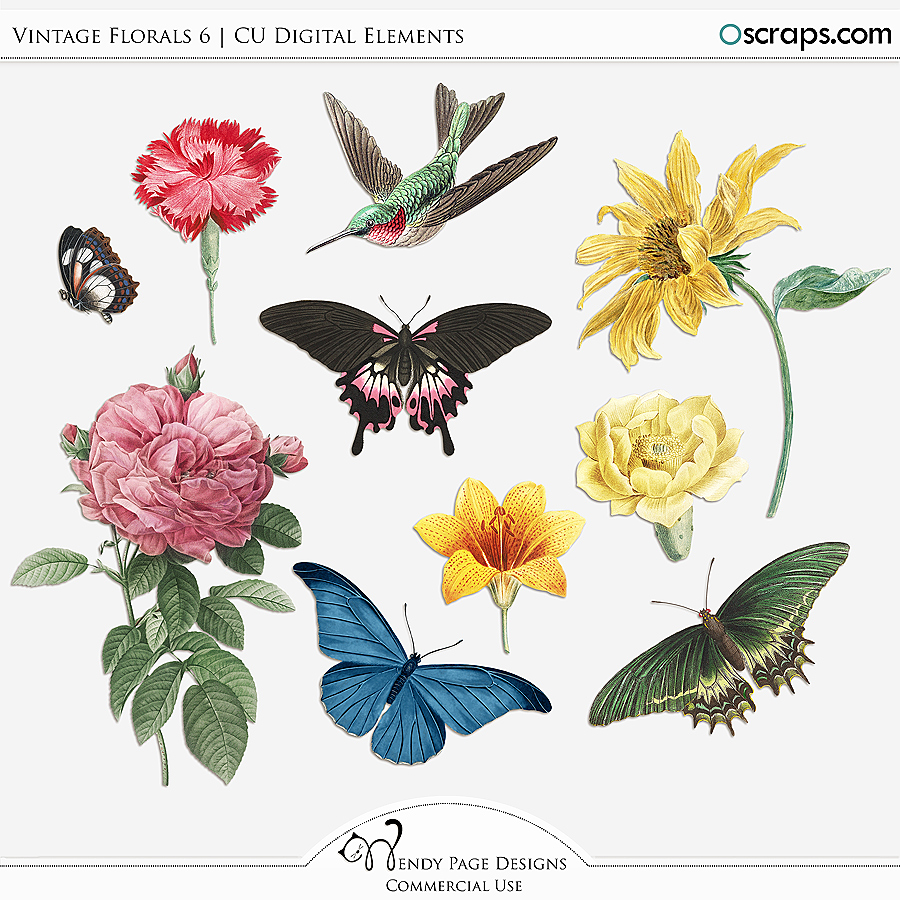 Vintage Florals 6 (CU) by Wendy Page Designs 