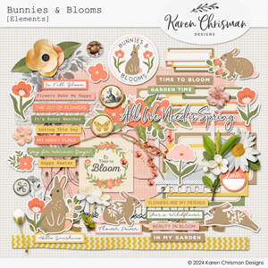 Bunnies and Blooms Elements by Karen Chrisman