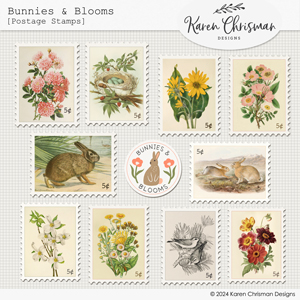 Bunnies and Blooms Stamps by Karen Chrisman