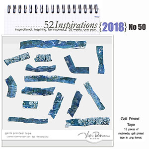 52 Inspirations 2018 -  no 50 Gelli Printed Tape by Vicki Robinson