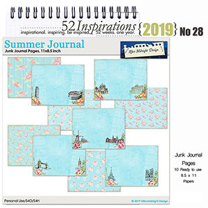 52 Inspirations 2019 No 28 Summer Journal Papers by Aftermidnight Design