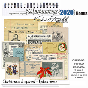 52 Inspirations 2020 Christmas Inspired Ephemera by Vicki Stegall