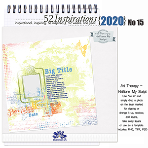 52 Inspirations 2020 No 15 Halftone My Script Templates by Blue Flower Art