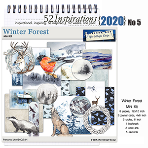 52 Inspirations 2020 No 05 Winter Forest Mini Kit by Aftermidnight Design