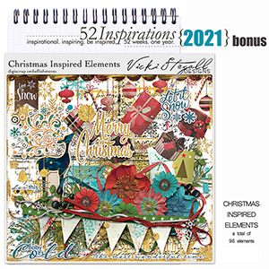 52 Inspirations 2021 BONUS Christmas Inspired Scrapbook elements by Vicki Stegall