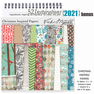 52 Inspirations 2021 BONUS Christmas Inspired Scrapbook papers by Vicki Stegall