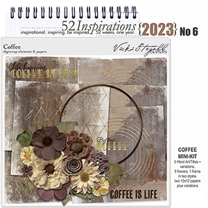 52 Inspirations 2023 No 06 Coffee Mini Scrap Kit by Vicki Stegall