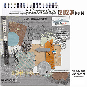 52 Inspirations 2023 no 14 Digital Scrapbook Grungy Bits and Bobs 01 by ConnectionKeeping