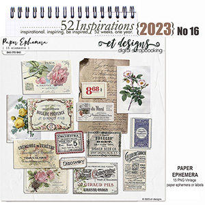 52 Inspirations 2023 No 16 Scrapbook Paper Ephemera by et designs