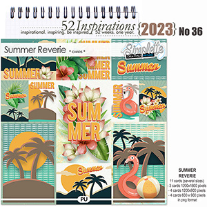 52 Inspirations 2023 no 36 Summer Reverie Digital Scrapbook Cards by Simplette