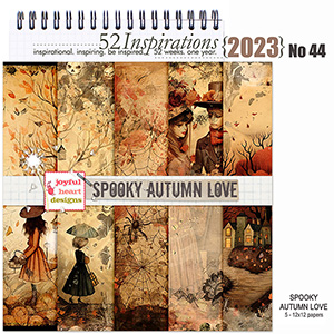 52 Inspirations 2023 No 44 Spooky Autumn Love Digiscrap Papers by Joyful Heart Design