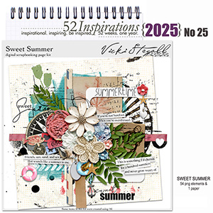 52 Inspirations 2025 No 25 Sweet Summer Digiscrap kit by Vicki Stegall